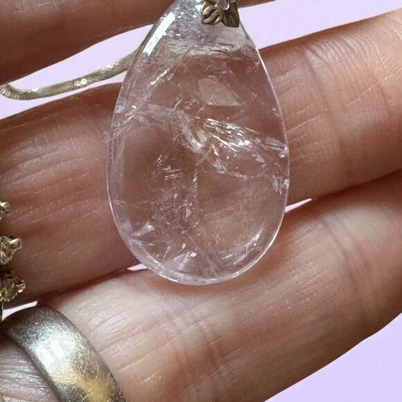 Elegant minimalist 925 Sterling 18” Box Chain Natural Amethyst Pendant Neckace - Picture 6 of 6